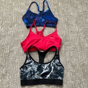 3 sports bras (2 Vs pink and misc brand)